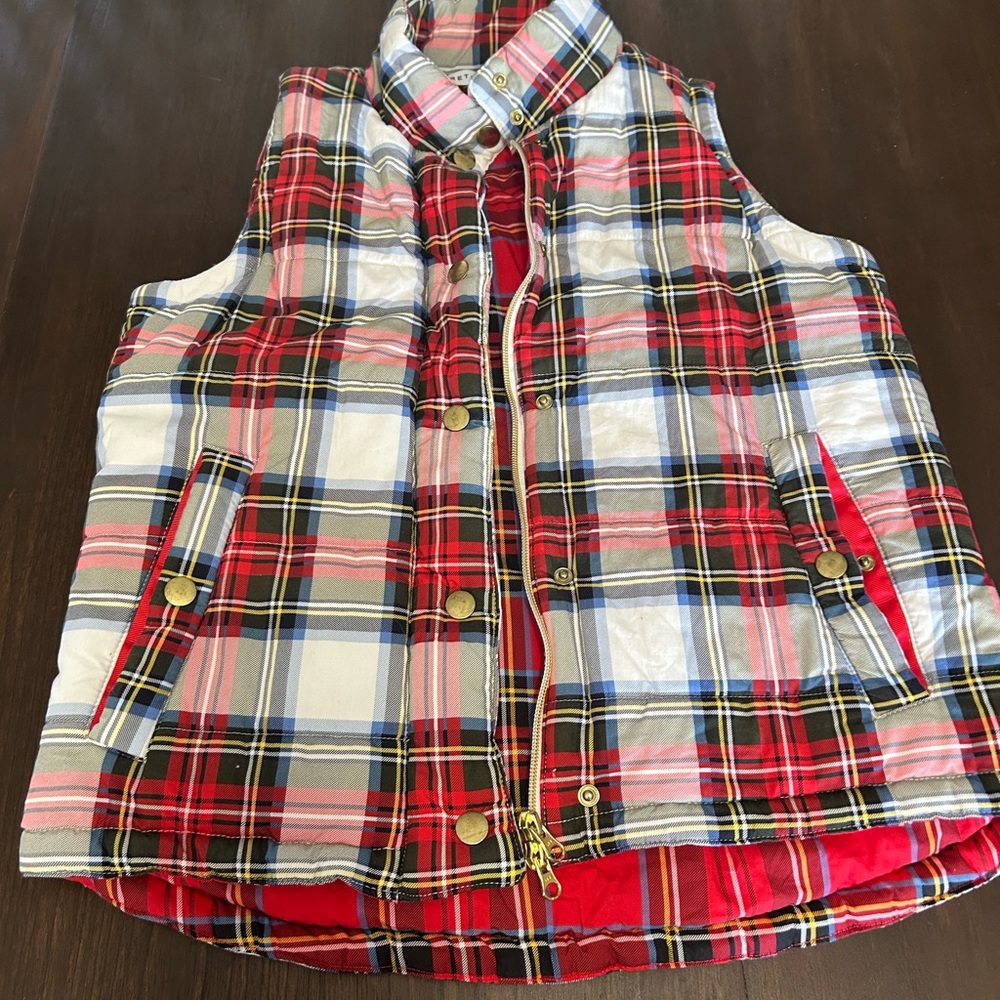 Gretchen Scott Designs Red Plaid Puffer Vest
